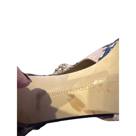 Banana Republic Snakeskin Open-Toe Heels 9M Leather Upper Side Cutout Lace-Up St - Picture 6 of 12